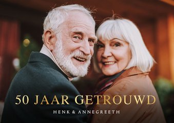 Klassieke uitnodiging gouden jubileum met grote foto 