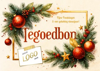 Klassieke zakelijke tegoedbon bedankt met kerstballen