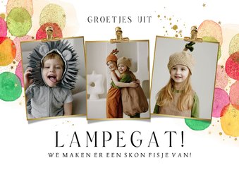 Kleurrijke carnavalskaart fotocollage goud