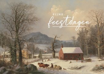 Kunst kerstkaart winterlandschap