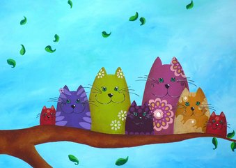 Kunstkaart - Nestkatten Lente