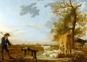 Kunstkaart van Aelbert Cuyp. Landschap met vee