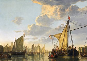 Kunstkaart van Aelbert Cuyp 'Schepen op de Maas'