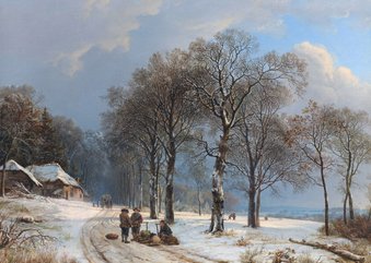 Kunstkaart van Barend Cornelis Koekkoek. Winterlandschap