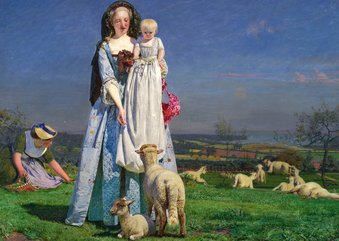 Kunstkaart van Ford Maddox Brown. De schaapjes