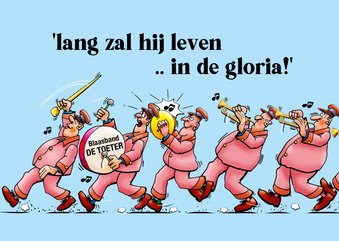 Leuke verjaardagskaart met blaasband