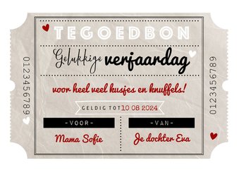 Leuke verjaardagskaart tegoedbon retro ticket