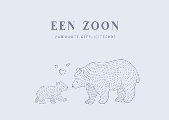 Lief felicitatiekaartje met beertjes voor een zoon