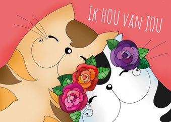 Liefde kaart twee katten verliefd