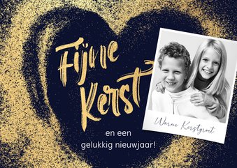 Lieve kerstkaart gouden kerst hart foto