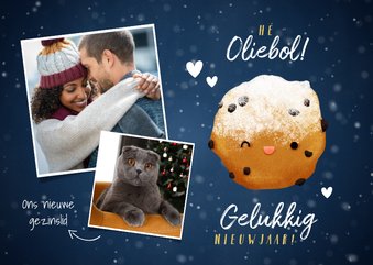 Lieve nieuwjaarskaart Hé Oliebol met foto's en oliebol