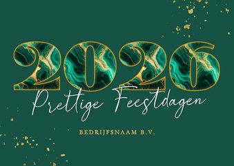 Luxe zakelijke kerstkaart met marmeren jaartal donker groen