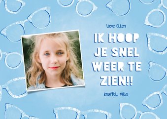 Make-A-Wish kaart met brillen, tekst en eigen foto