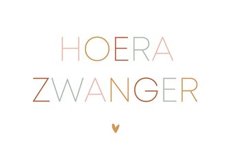 Minimalistische felicitatiekaart hoera zwanger met hartje