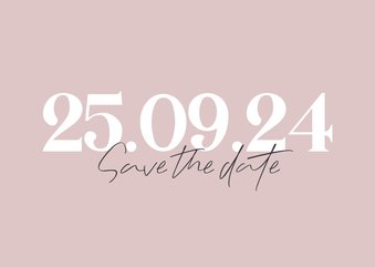 Minimalistische save the date kaart met grote datum 