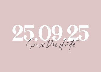 Minimalistische save the date kaart met grote datum 