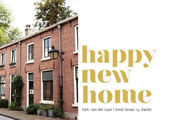 Modern verhuisbericht met foto happy new home geel