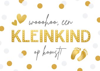 Moderne felicitatiekaart bij kleinkind op komst met confetti