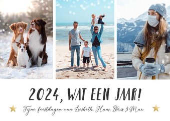 Moderne fotocollage nieuwjaarskaart - 2024 wat een jaar