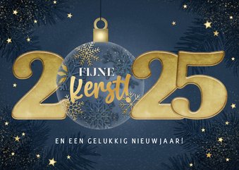 Moderne kerstkaart 2025 kerstbal en sterren