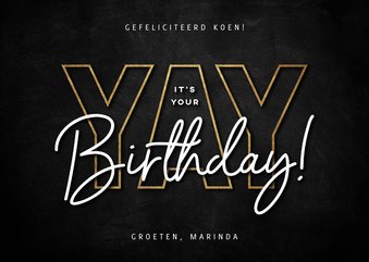 Moderne verjaardagskaart Yay it's your birthday! 