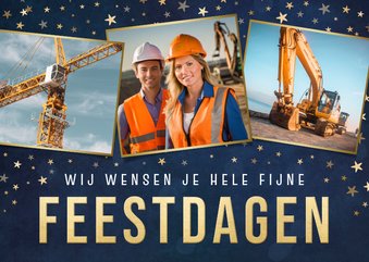 Moderne zakelijke kerstkaart met sterren en 3 eigen foto's