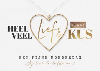 Moederdag kaart hartje goud liefs dikke kus fijne moederdag