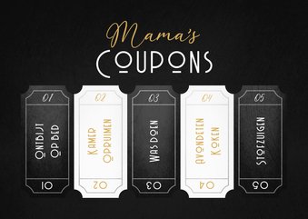 Moederdag kaart met 5 uitknipbare Mama's coupons