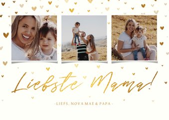 Moederdagkaart fotocollage 'liefste mama!' met hartjes