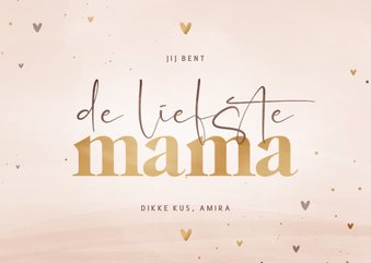 Moederdagkaart liefste mama zachtroze met hartjes