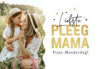 Moederdagkaart liefste pleegmama hartjes goud foto