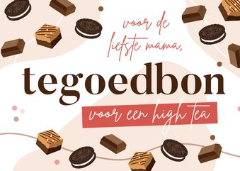 Moederdagkaart tegoedbon met illustraties van chocolade