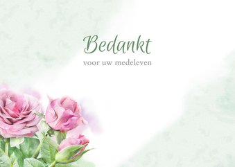 Mooie bedankkaart met bloemen, roze rozen op aquarel