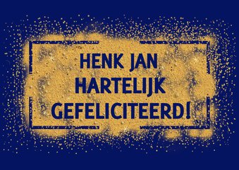 Mooie verjaardagskaart met goud-kleur op blauwe achtergrond