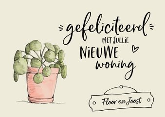 Nieuwe woning - gefeliciteerd illustratie pannenkoekplant