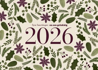 Nieuwjaarskaart botanisch groot jaartal