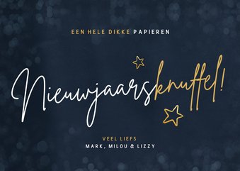 Nieuwjaarskaart - dikke papieren nieuwjaarsknuffel