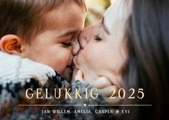 Nieuwjaarskaart met 1 grote foto en gelukkig 2025