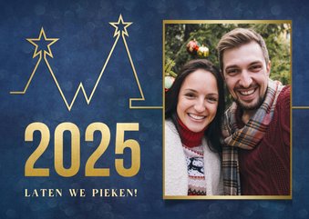 Nieuwjaarskaart - pieken in 2025 met kerstboom grafiek