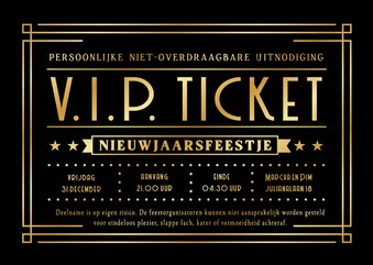 Originele uitnodiging oud en nieuw VIP-ticket goud