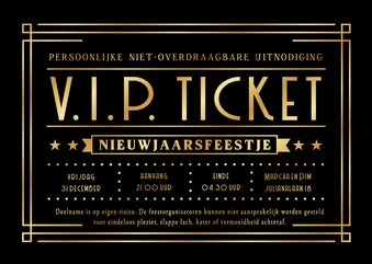 Originele uitnodiging oud en nieuw VIP-ticket goud