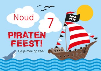 Piratenfeest uitnodiging piratenschip