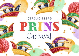 Prins carnaval carnavalskaart gefeliciteerd prinsenhoed goud