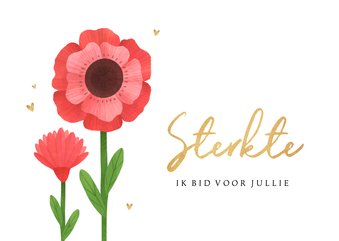 Religiekaart sterkte bloemen hartjes goud christelijk