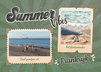 Retro vakantiekaart wij sturen summervibes