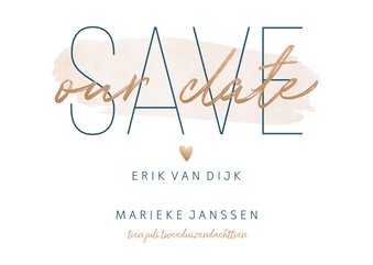 Save our date kaart met goudlook en waterverf