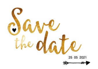 Save the date in gouden letters