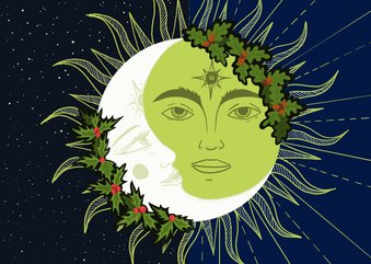 Seizoenskaart -Yule - Wintersolstice kerstkaart voor pagans