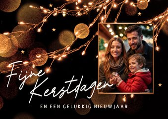 Sfeervol kerstkaartje met foto en lichtjes