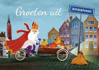 Sinterklaaskaart 'Groeten uit..." vervangende plaatsnaam